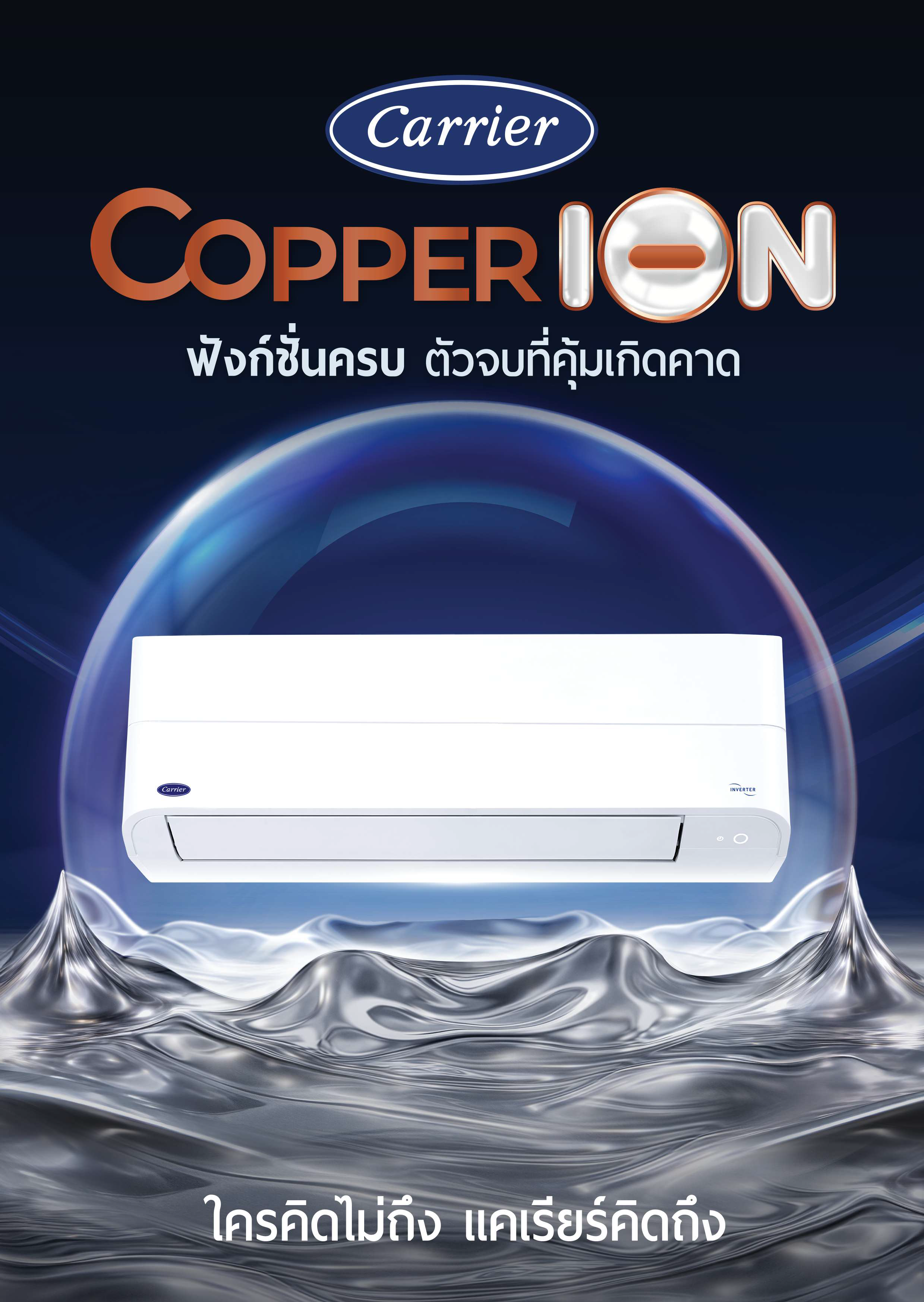 แอร์ติดผนัง CARRIER Copper ION Inverter (TVEB) Series WIFI น้ำยา R32 รุ่นใหม่ล่าสุดปี 2026 รับประกันอะไหล่ 3 ปี คอมเพลสเซอร์ 7 ปี ฟรีค่