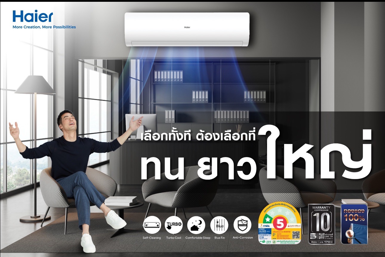 แอร์ HAIER INVERTER รุ่น VQAC SERIES Clean Cool เย็นเร็ว เย็นไว ประหยัดพลังงาน รุ่นใหม่ล่าสุดปี 2025 น้ำยาR32 รับประกันอะไหล่ 5 ปี คอม 10 ปี ผ่อน 0% 6 เดือน (ในกรณีใช้บัตร +3%