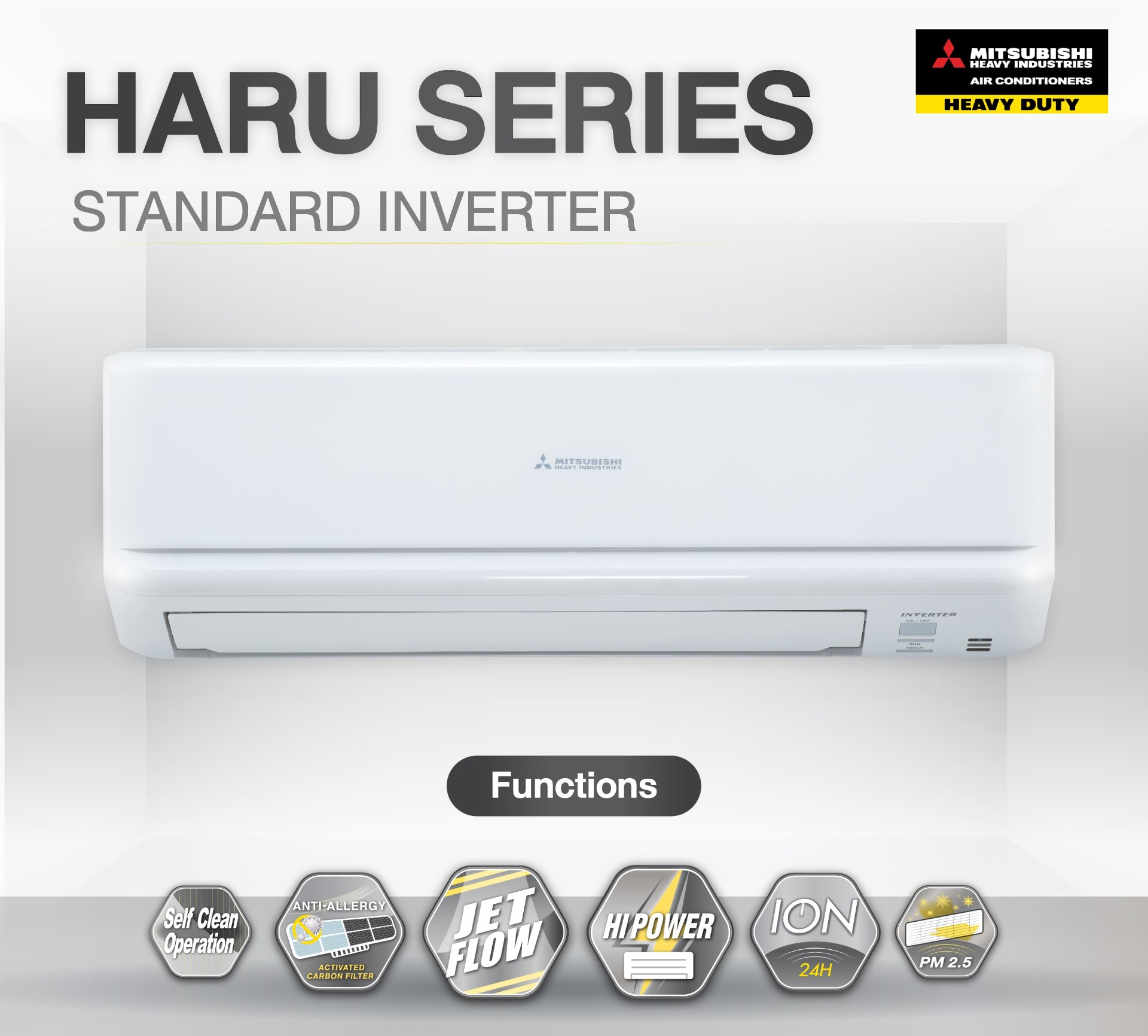 แอร์ MITSUBISHI HEAVY DUTY รุ่น STANDDARD INVERTER รุ่นใหม่ล่าสุด น้ำยาR32 รับประกันอะไหล่ 5 ปี คอมเพลสเซอร์ 5 ปี น้ำยา 32 ผ่อน 0% นาน 10 เดือน ( ในกรณ๊รูดบัตร +3% )