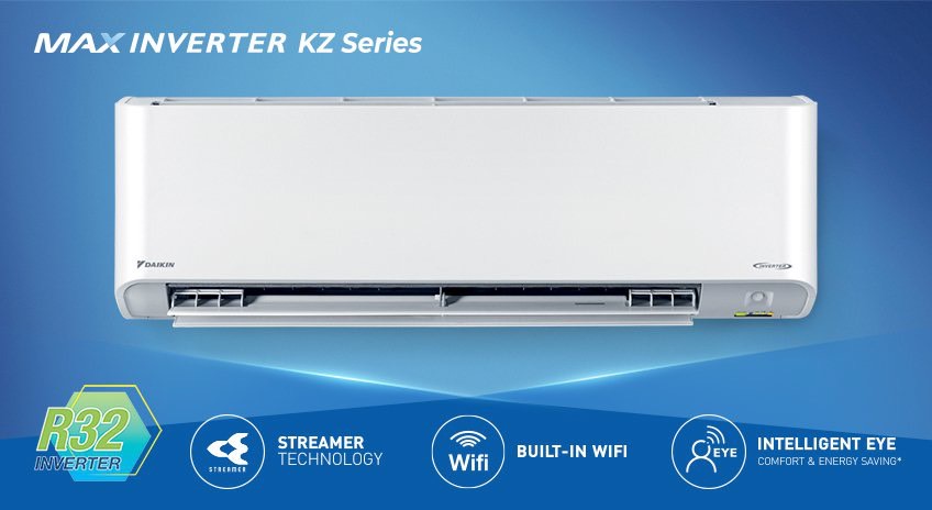 แอร์ติดผนัง DAIKIN MAX INVERTER KZ SERIES FTKZ-VV2S  รุ่นใหม่ล่าสุดปี2023 น้ำยาR32 รับประกันอะไหล่ 1ปี คอมเพลสเซอร์ 5ปี แผงคอยล์เย็น 3 ปี ผ่อน 0% นาน 10 เดือน (รูดบัตร +3%)